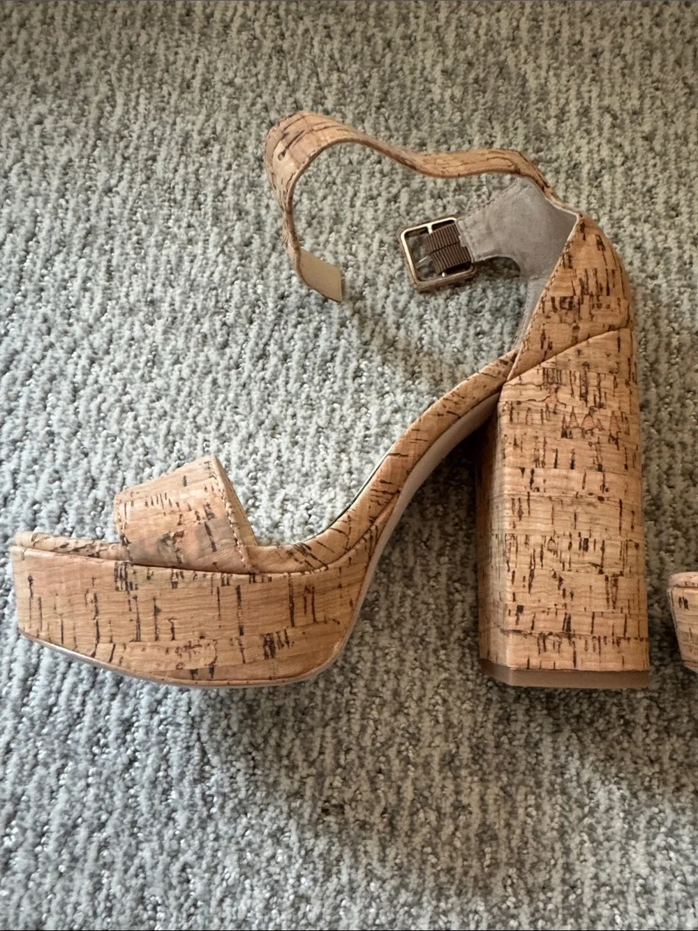 Jessica Simpson Platform Ankle Strap Heels - Natural Cork